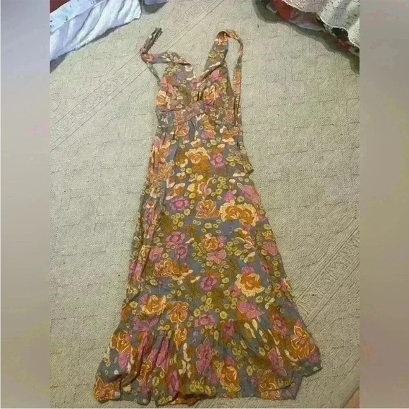 Hollow Out Halter Maxi Dress Criss Cross Boho NWT NEW Multi Sleeveless ZESICA - Picture 5 of 7